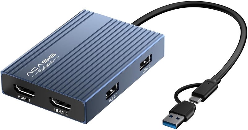 Acasis USB C to Dual HDMI DisplayLink Adapter, 4K@60Hz, 2 HDMI & 3 USB-A Ports, 100W PD Charging, USB C DisplayLink Docking Station for Mac M1/M2/M3/Windows,USB A/C to Dual Monitor Adapter - Image 1